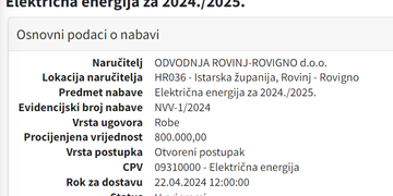 JAVNA NABAVA - ELEKTRIČNA ENERGIJA ZA 2024./2025. GODINU