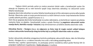 Obavijest stanarima naselja Borik, Bolničko naselje i Valsavie